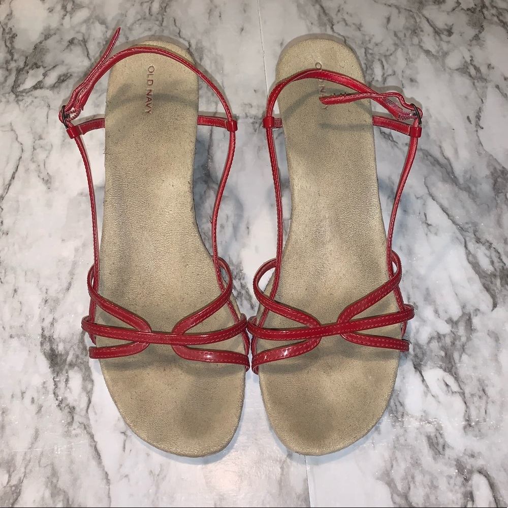 Old Navy Red Strap Wedges